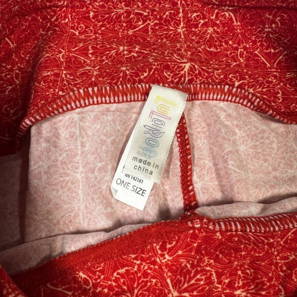 LuLaRoe Geometric Red and Cream Tile Mosaic Pattern New Leggings One Size OS - Picture 3 of 6